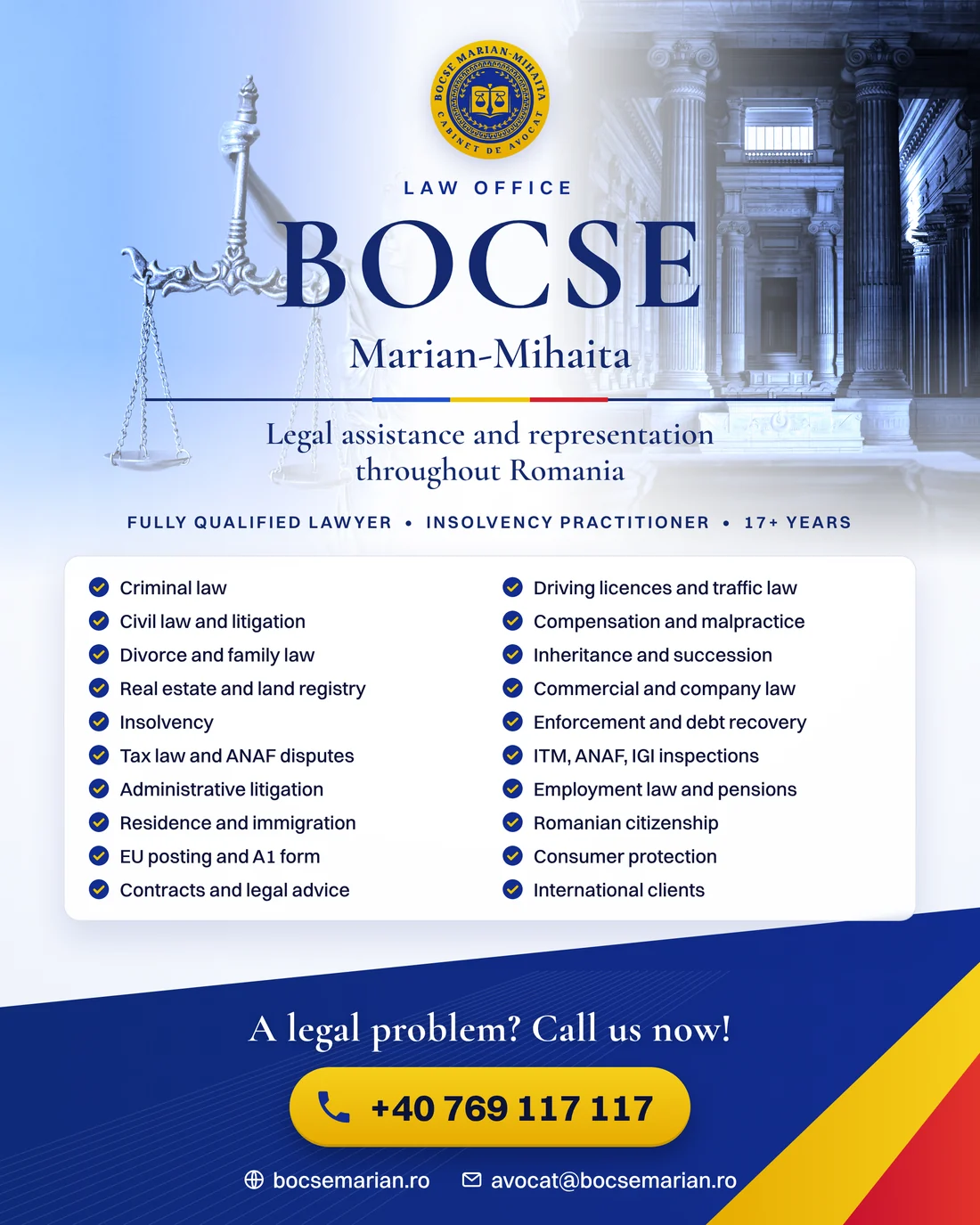 Overview of the legal services offered by the Bocse Marian-Mihaita Law Office Overview of the legal services offered by the Bocse Marian-Mihaita Law Office